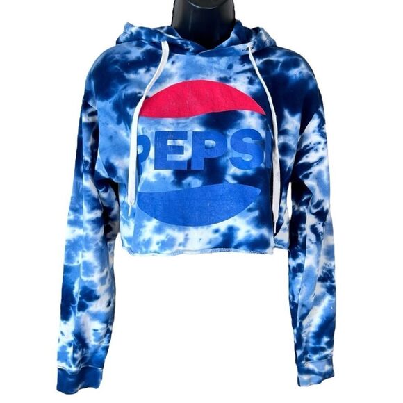 Pepsi Graphic Tie Dye Crop Hoodie - Picture 1 of 12